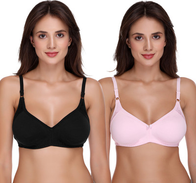 SONA M1005 Women T-Shirt Non Padded Bra(Black, Pink)