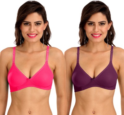 SONA M1001 Women T-Shirt Non Padded Bra(Pink, Purple)