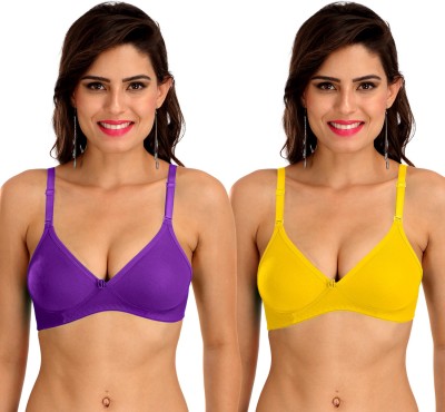 SONA M1001 Women T-Shirt Non Padded Bra(Purple, Yellow)