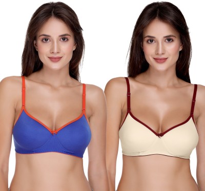 SONA SA-45 Women Full Coverage Lightly Padded Bra(Blue, Yellow)