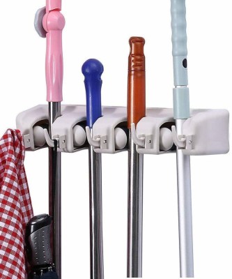 GLAMAXY White Plastic Broom Holder(4 Holders)