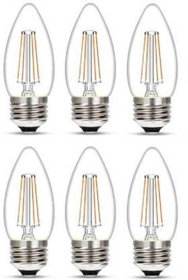 Prmoagen 4 W Basic Candle E27 LED Bulb(Yellow, Pack of 6)