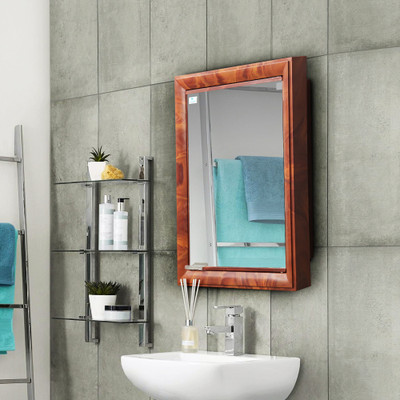 Nilkamal Gem Mirror Plastic Wall Mount Cabinet(Finish Color - Mango wood)