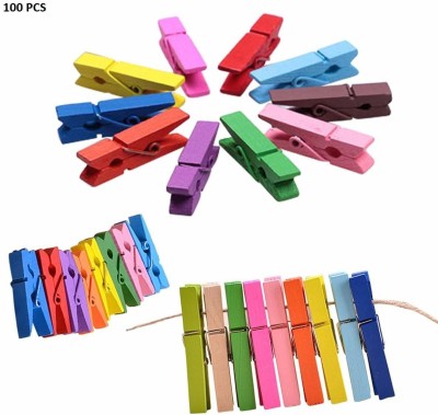 MOREL MINI WOODEN CLOTHES PHOTO PAPER PEG CLOTHESPIN CRAFT CLIPS-100 PIECES (MULTI) SIZE 1 INCH 1 INCH WOOD PAPER CLIP(Set of 100, Multicolor)