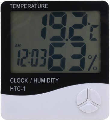 Thermocare Room Thermometer Digital With Humidity and accurate temperature indicator wall mount Led Clock time Room -1 Thermometer(White)