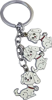Relicon Cute Dalmatian Puppy Dogs (Design-1) White Black Metal Keychain for Car Men Women Keyring Key Chain