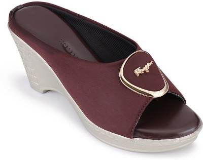 Kapichino Women Wedges(Maroon , 7)