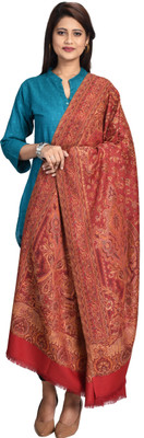 swi stylish Wool Woven Women Shawl(Maroon)