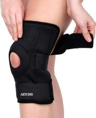 ARTONS FUNCTIONAL KNEE SUPPORT, COMPRESSION MUSCLE JOINT PROTECTION, OPEN PATELLA HINGE Knee Support(Black)