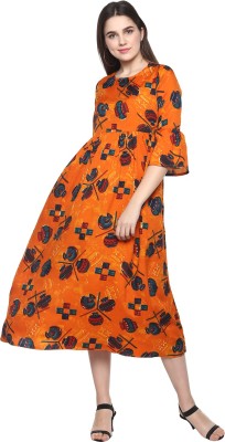 9ZEUS Women A-line Orange Dress