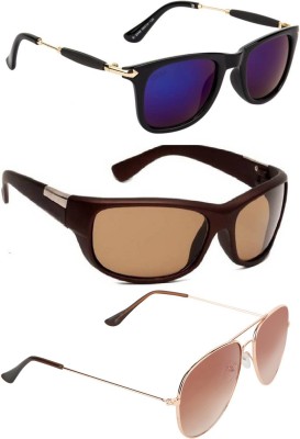 Scaglia Wayfarer, Aviator, Sports Sunglasses(For Men & Women, Multicolor, Golden, Brown)