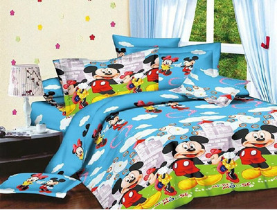 DreamInno Creations 144 TC Microfiber Double Printed Flat Bedsheet(Pack of 1, Multicolor)