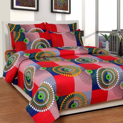 DreamInno Creations 144 TC Microfiber Double Floral Flat Bedsheet(Pack of 1, Multicolor)