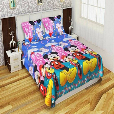 DreamInno Creations 144 TC Microfiber Double Abstract Flat Bedsheet(Pack of 1, Multicolor)