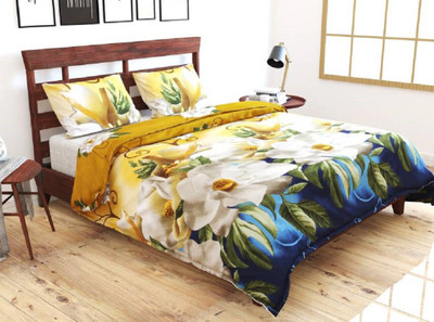 PIYANSHI CREATIONS 160 TC Microfiber Double Abstract Flat Bedsheet(Pack of 1, Multicolor)