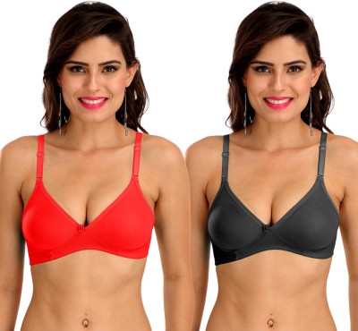 SONA BW-M1001 Women T-Shirt Non Padded Bra(Red, Black)