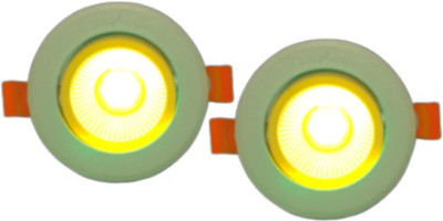 D'Mak LED Ceiling COB Spot Light - 6 Watt - Round - Warm White (Yellow) (Pack Of 02) | 6w cob Light || led Lights for Decoration | Recessed Ceiling Light Ceiling Lamp(Yellow)