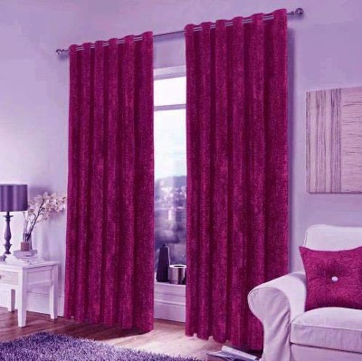 Dashing Fabrics 274.32 cm (9 ft) Velvet Blackout Long Door Curtain (Pack Of 2)(Plain, magenda)
