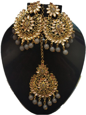 KANDK KREATION Alloy Gold-plated Gold, Grey Jewellery Set(Pack of 1)