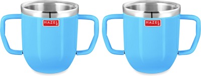 HAZEL Double Wall Stainless Steel Double Handle Baby Set for Kids Gifting, 250 ML Each, Blue Stainless Steel Coffee Mug(250 ml, Pack of 2)