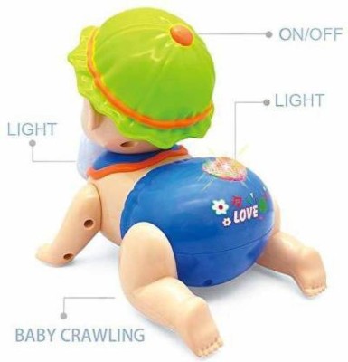 LooknlveSports Runing and Weeping Naughty Baby Crawling Toy with Music and 3D Lights(Multicolor)