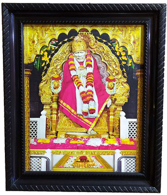 S A Gifts Shirdi Sai Baba Wall Hanging Matte Finish Wooden Photo Religious Frame