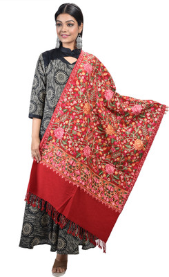swi stylish Wool Embroidered Women Shawl(Maroon)
