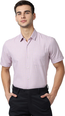 PETER ENGLAND Men Checkered Formal Purple Shirt