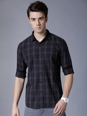HIGHLANDER Men Checkered Casual Black, Grey Shirt