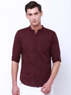 HIGHLANDER Men Solid Casual Maroon Shirt