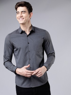 HIGHLANDER Men Self Design Casual Grey Shirt