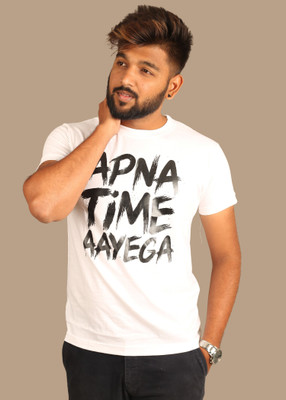 Reya Printed Men Round Neck White T-Shirt