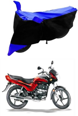 Autoaces Two Wheeler Cover for Hero(Passion Plus, Black, Blue)