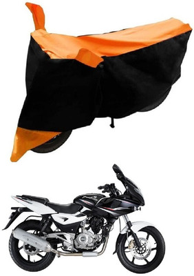 Autoaces Two Wheeler Cover for Bajaj(Pulsar 220 DTS-i, Black, Orange)