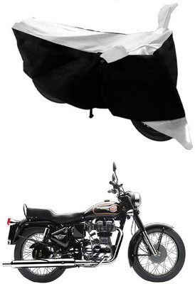 Autoaces Two Wheeler Cover for Royal Enfield(Bullet 350, Black, Silver)
