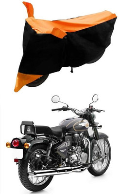 Autoaces Two Wheeler Cover for Royal Enfield(Bullet 500, Black, Orange)