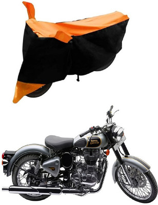 Autoaces Two Wheeler Cover for Royal Enfield(Classic 500, Black, Orange)