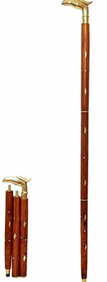 k j traders wooden walking stick foldable with eagle brass handle Walking Stick Walking Stick