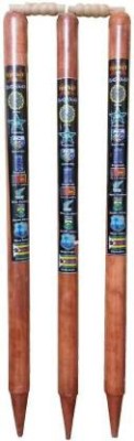 NSP SPORTS 3 Wooden Stumps & 2 Bails (Wicket Set)(Brown)