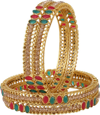 Penny Jewels Alloy Cubic Zirconia Gold-plated Bangle(Pack of 4)
