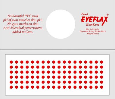 PEARL EYEFLAX Kumkum Bindi Red Round Box with 15 Flaps RR 6 (Red) Forehead Red Bindis(Stick on)
