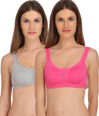 FIMS Premium Sports Bra Women Sports Non Padded Bra(Pink, Grey)