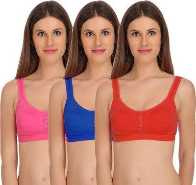 FIMS Premium Sports Bra Women Sports Non Padded Bra(Red, Blue, Pink)
