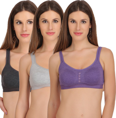 StyFun Women Sports Non Padded Bra(Purple, Black, Grey)