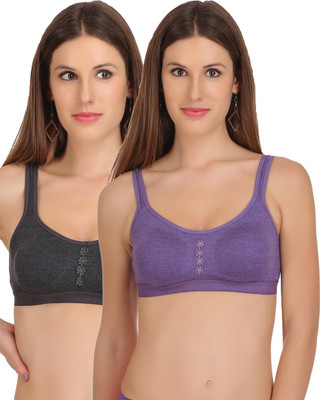 StyFun Women Sports Lightly Padded Bra(Purple, Black)