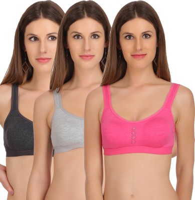 FIMS Premium Sports Bra Women Sports Non Padded Bra(Pink, Black, Grey)