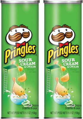 Pringles Sour Cream & Onion Potato Chips 158 g (Pack of 2) Chips(2 x 158 g)