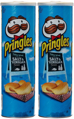Pringles Salt & Vinegar Potato Crisps, 158g (Pack of 2) Chips(2 x 158 g)