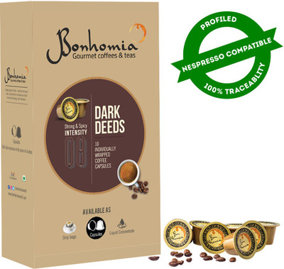 Bonhomia Dark Deeds | 50 Coffee Capsules | Nespresso Compatible Coffee Pods | Intensity 8/10 Instant Coffee(10 x 55 g)