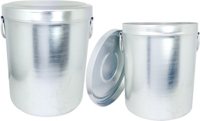 bartan hub Aluminium Utility Container  - 10 L, 15 L(Pack of 2, Silver)